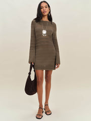 Reformation Inda Open Knit Mini Dress - Shitake