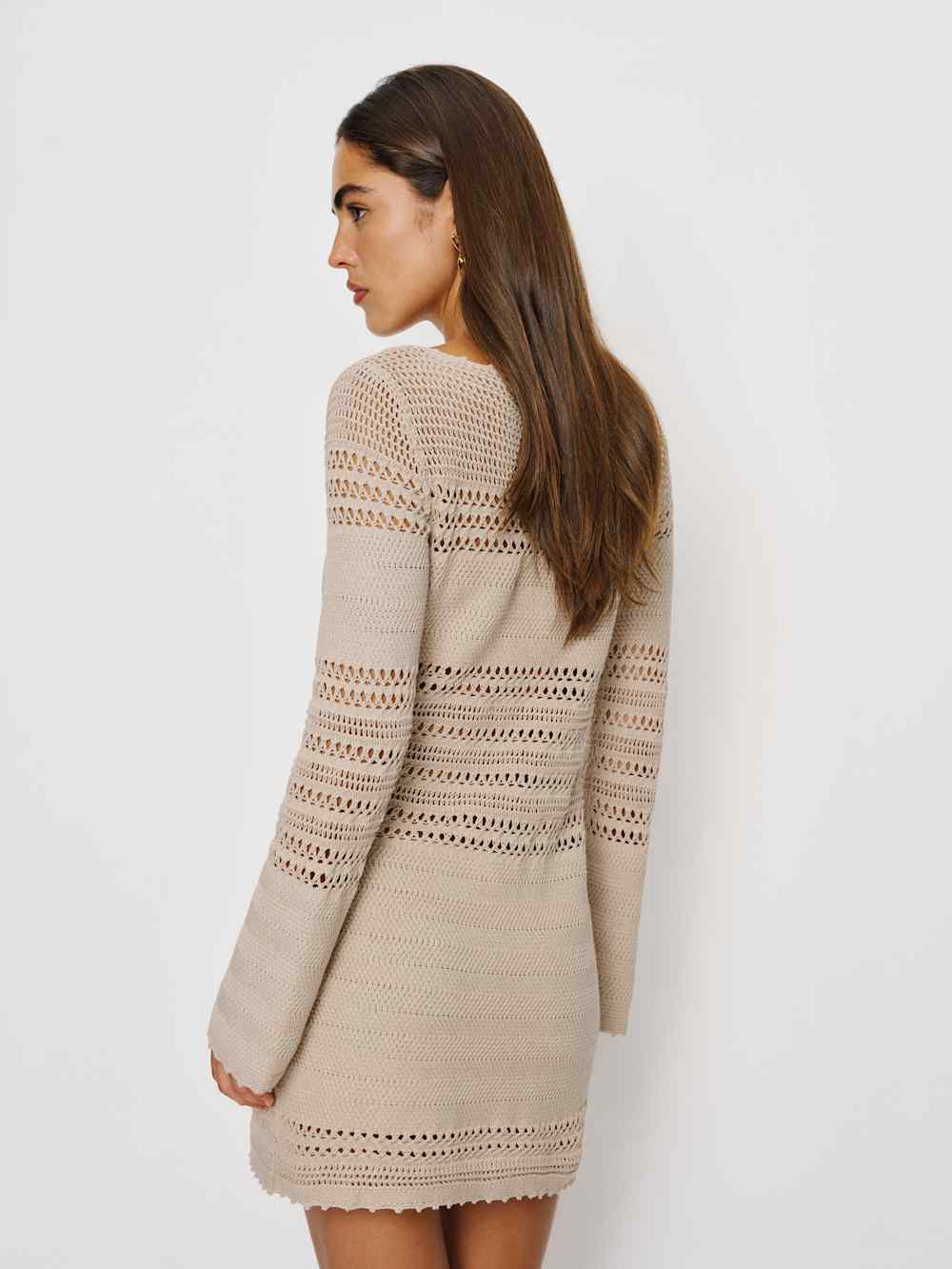 Reformation Inda Open Knit Mini Dress - Coyote