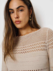 Reformation Inda Open Knit Mini Dress - Coyote