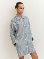 Reformation Irene Linen Jacket - Slate Check