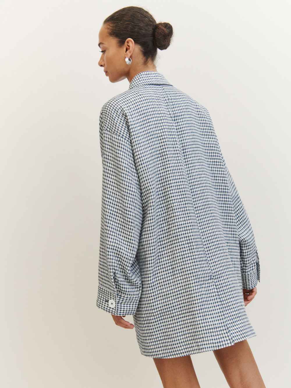 Reformation Irene Linen Jacket - Slate Check