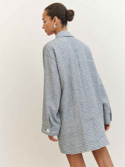 Reformation Irene Linen Jacket - Slate Check