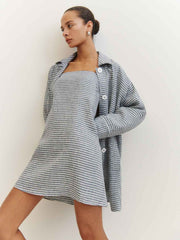 Reformation Irene Linen Jacket - Slate Check
