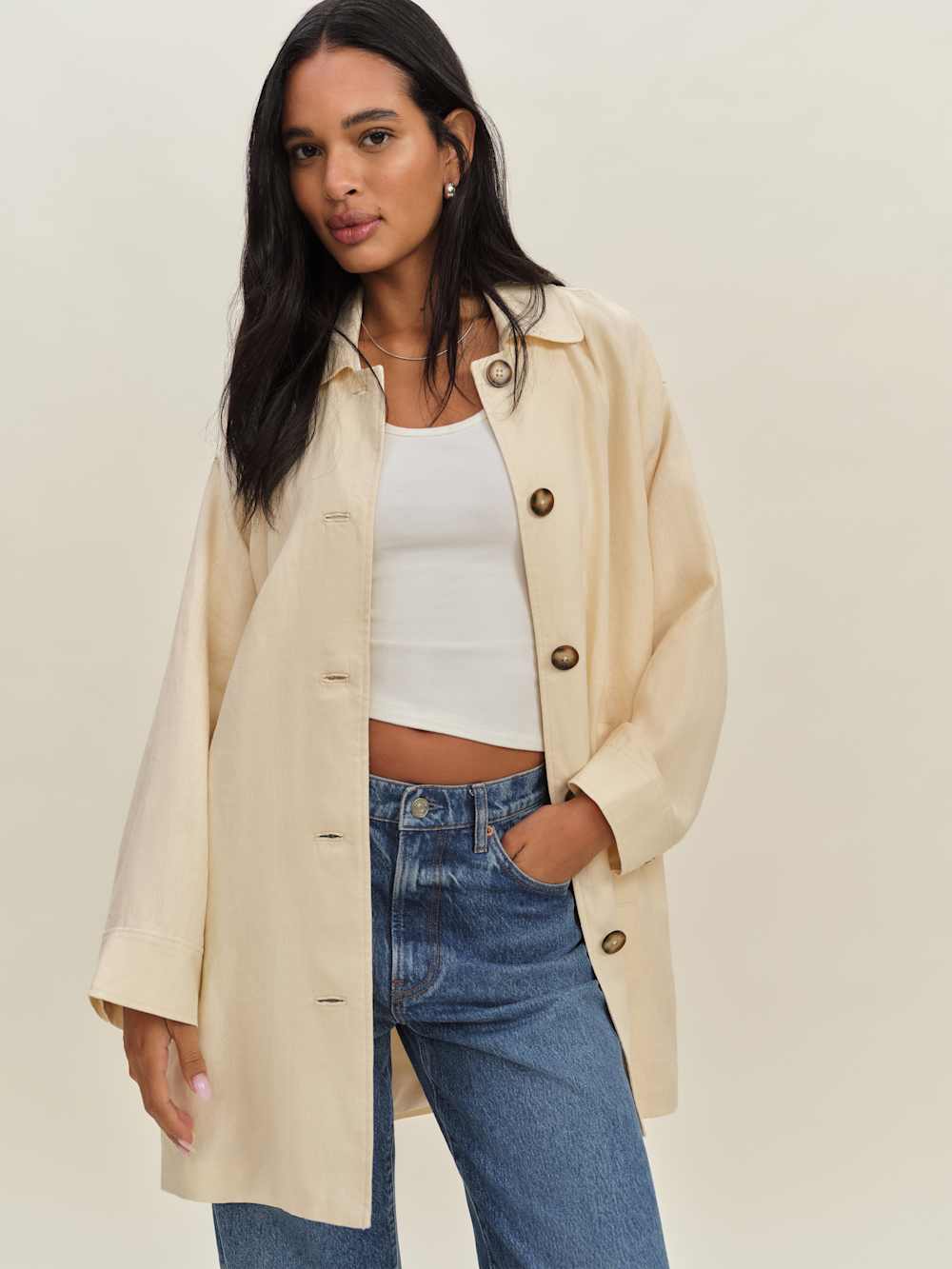 Reformation Irene Linen Jacket - Sugar