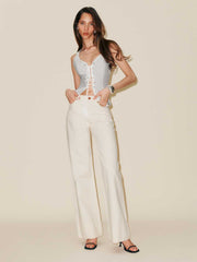 Reformation Fitz Top - White/blue Stripe