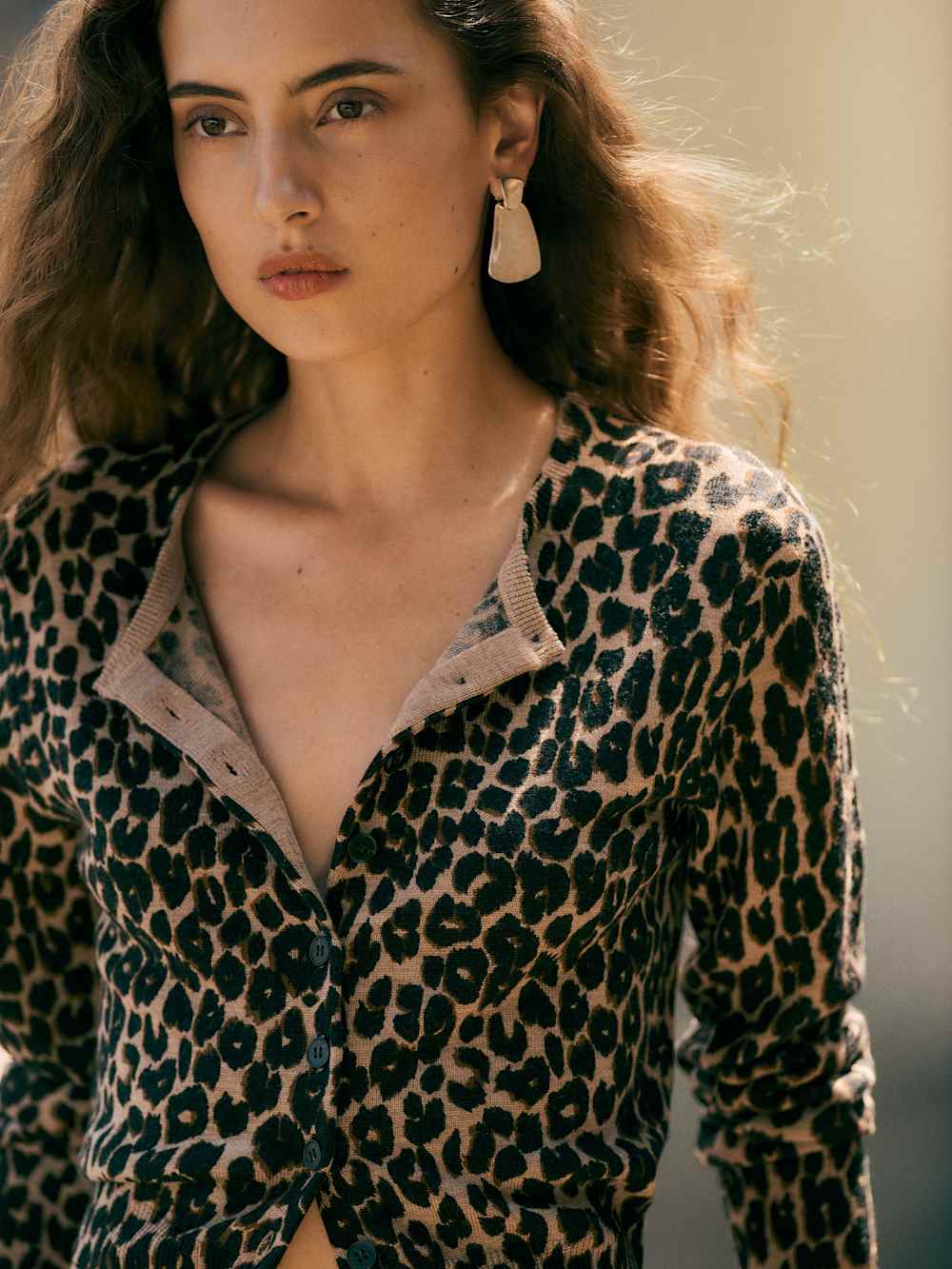 Reformation Bernadette Crew Cardigan - Leopard