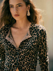 Reformation Bernadette Crew Cardigan - Leopard