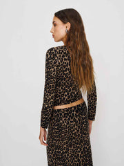 Reformation Bernadette Crew Cardigan - Leopard