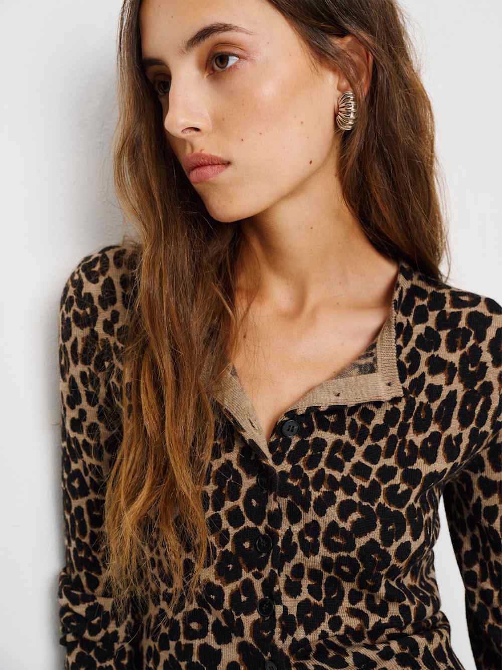 Reformation Bernadette Crew Cardigan - Leopard