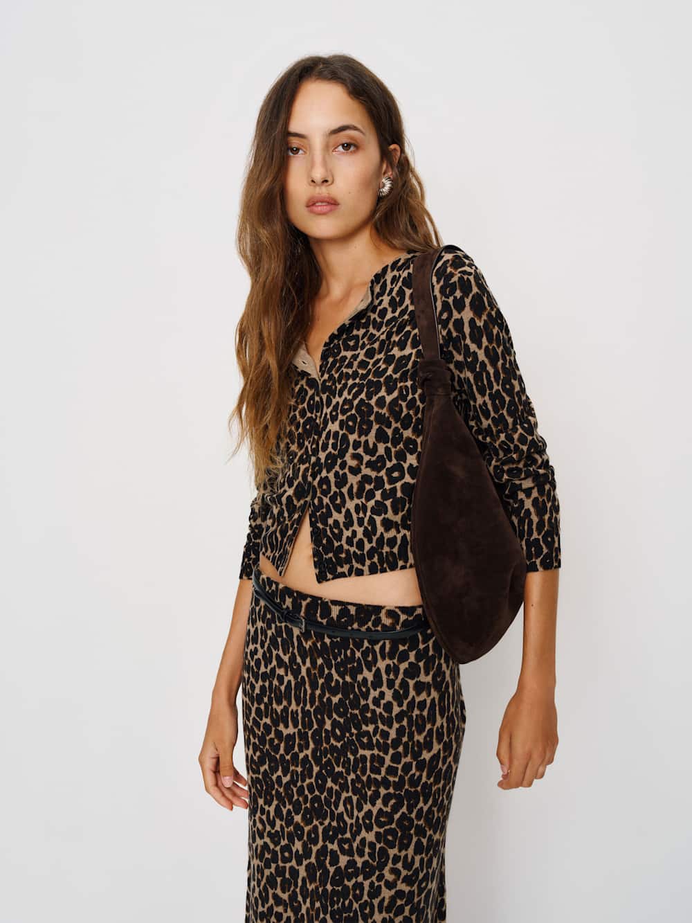 Reformation Bernadette Crew Cardigan - Leopard