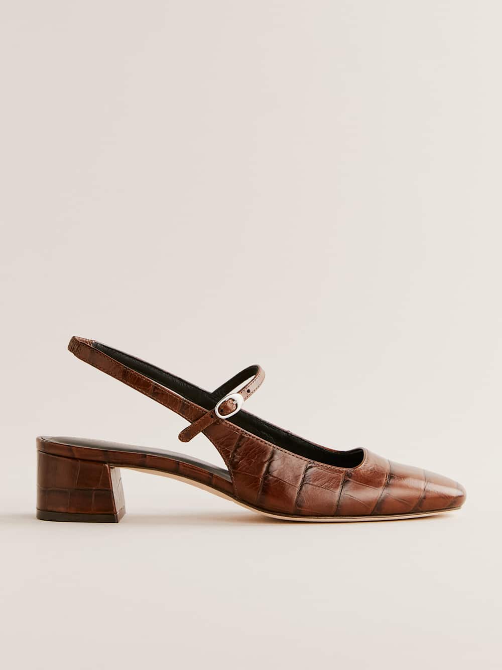 Reformation Maddox Slingback Heel - Brown Croc-effect