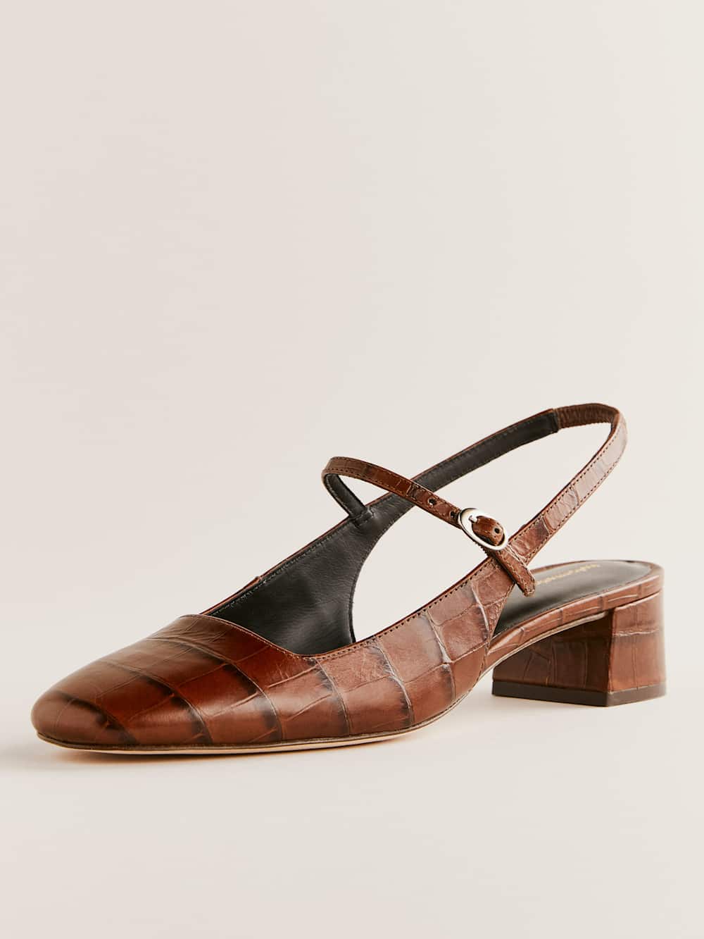 Reformation Maddox Slingback Heel - Brown Croc-effect