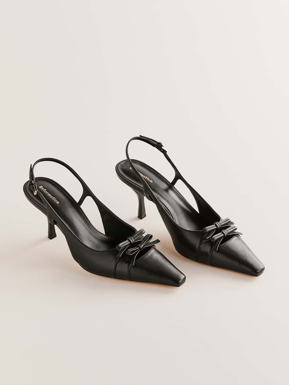 Reformation Noreen Slingback Pump - Black Leather