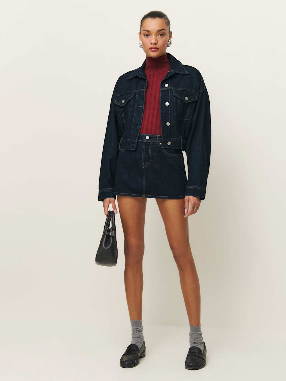 Reformation Hazel Low Rise Denim Mini Skirt - Ondine