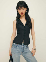 Reformation Amela Linen Top - Black