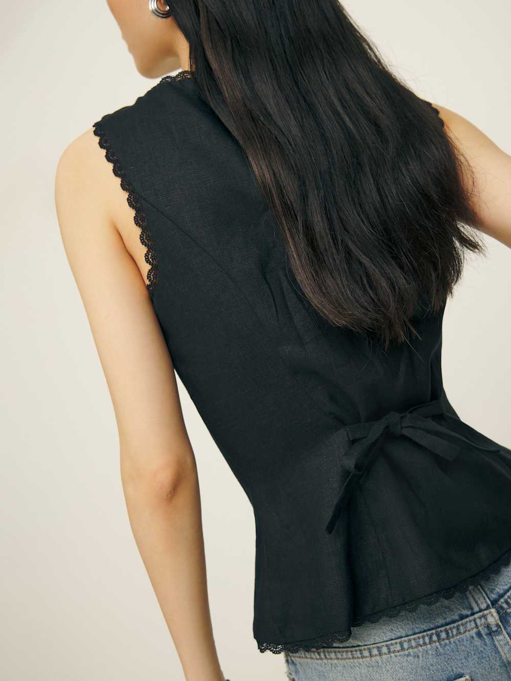 Reformation Amela Linen Top - Black