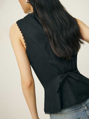 Reformation Amela Linen Top - Black