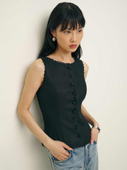 Reformation Amela Linen Top - Black