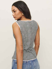 Reformation Amela Linen Top - Remy Check