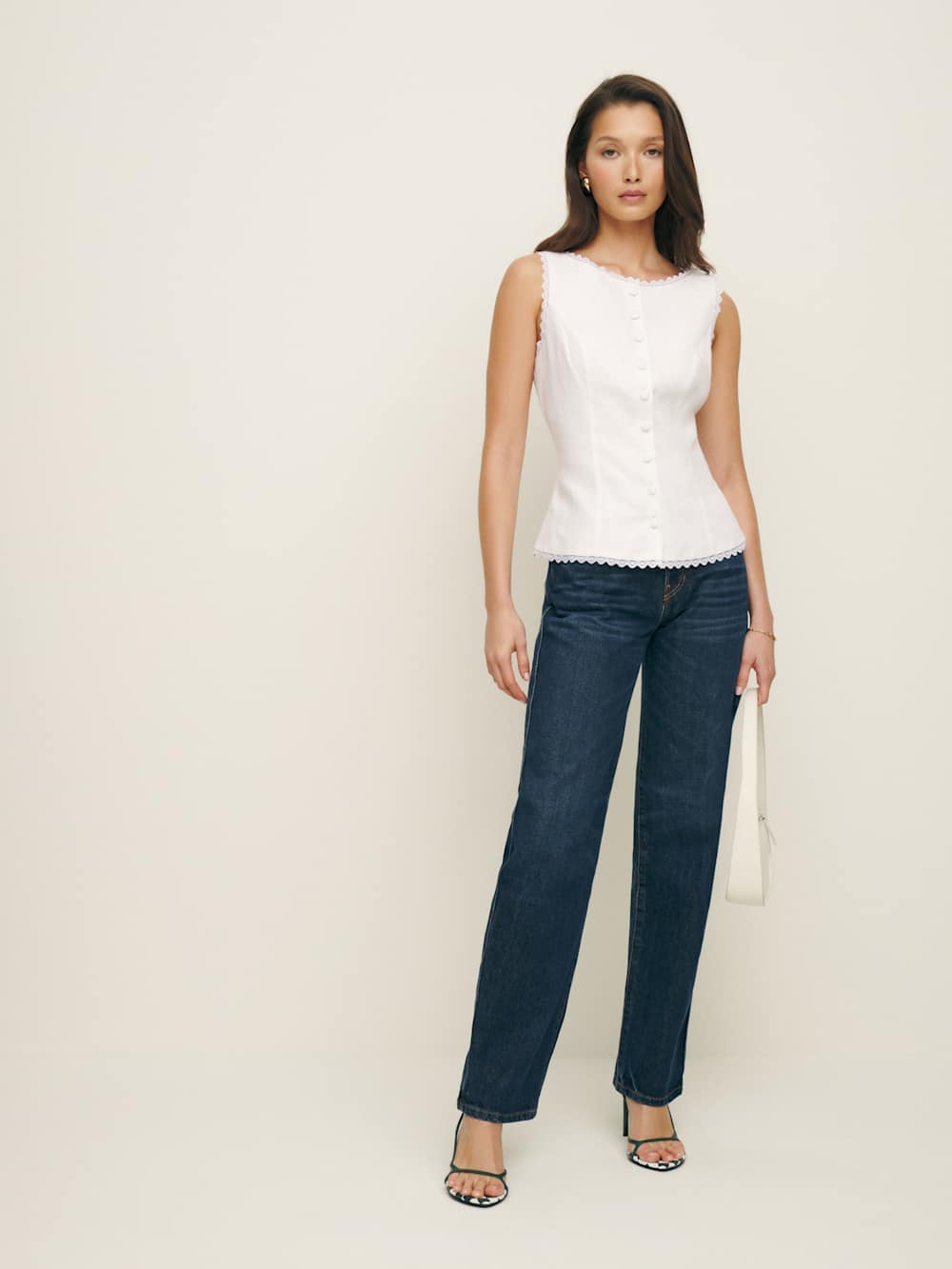 Reformation Amela Linen Top - White