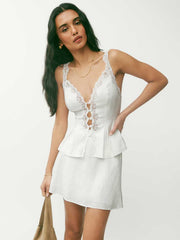 Reformation Josefina Linen Top - White