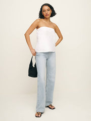 Reformation Mollie Linen Top - White
