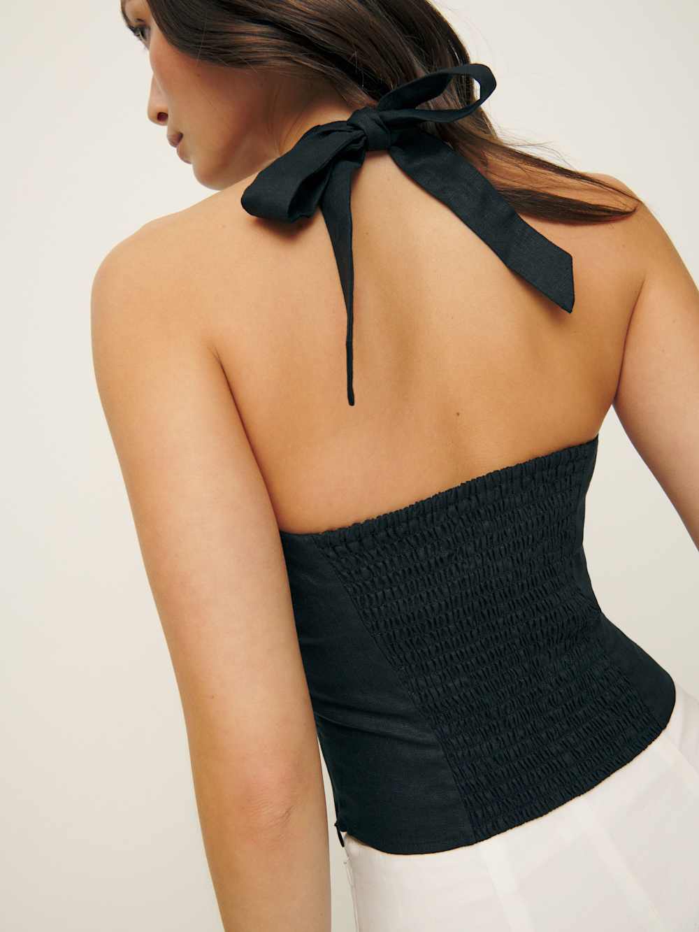Reformation Malika Linen Top - Black