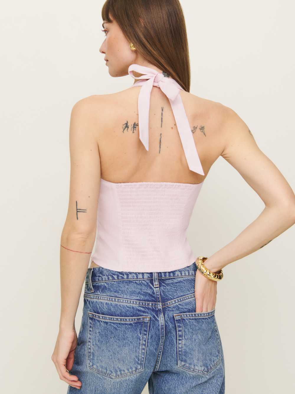 Reformation Malika Linen Top - Cherry Blossom