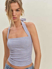 Reformation Malika Linen Top - Stellar Check