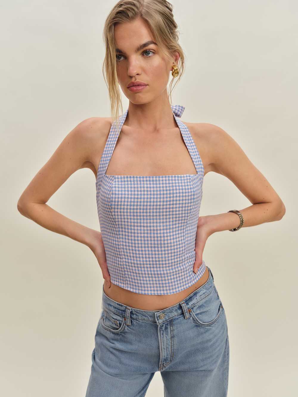 Reformation Malika Linen Top - Stellar Check