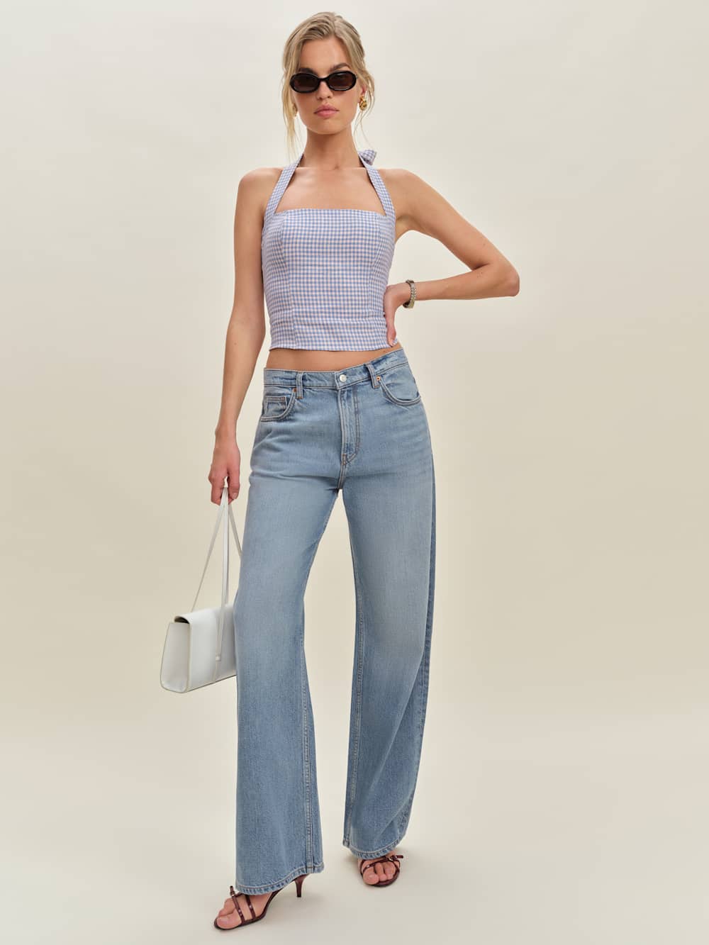 Reformation Malika Linen Top - Stellar Check
