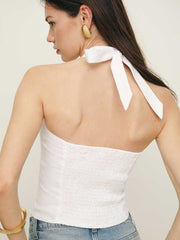 Reformation Malika Linen Top - White