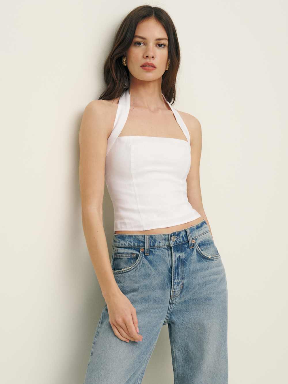 Reformation Malika Linen Top - White
