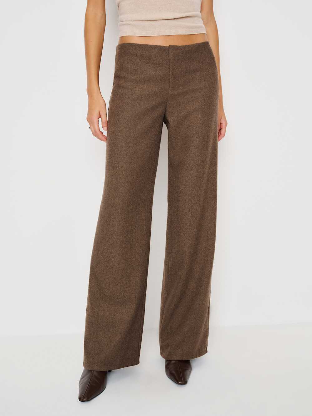 Reformation Vida Low Rise Pant - Brown Wool