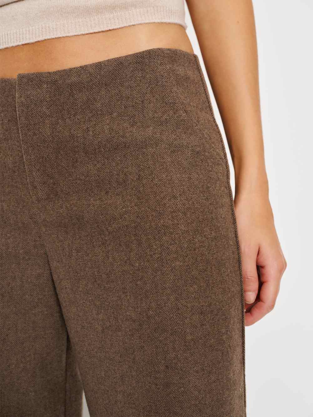 Reformation Vida Low Rise Pant - Brown Wool