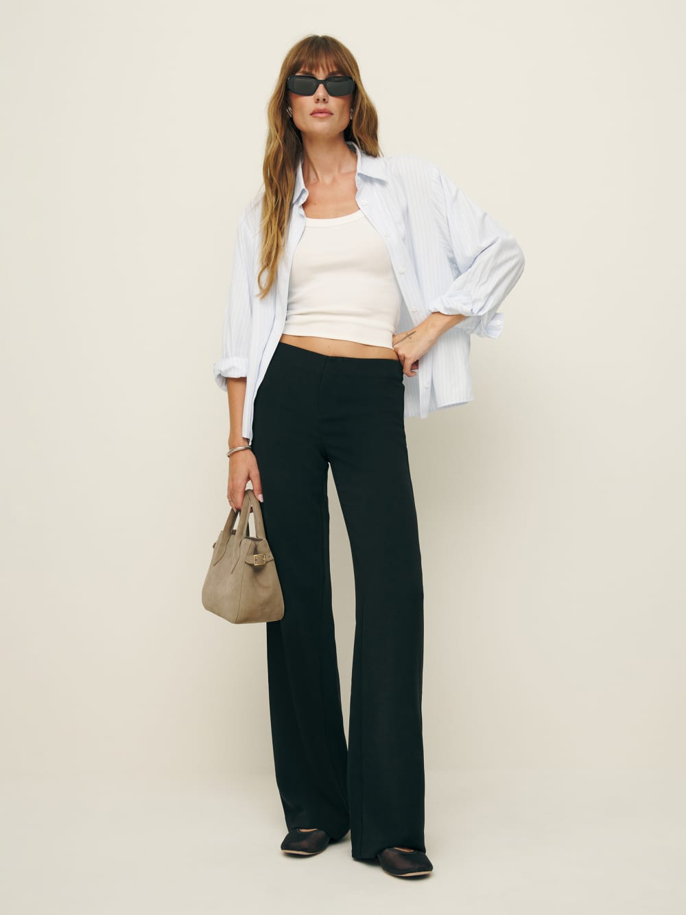 Reformation Vida Low Rise Pant - Pitch Black