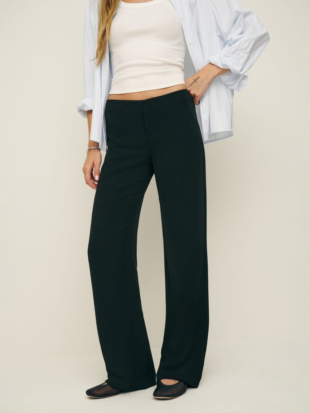 Reformation Vida Low Rise Pant - Pitch Black