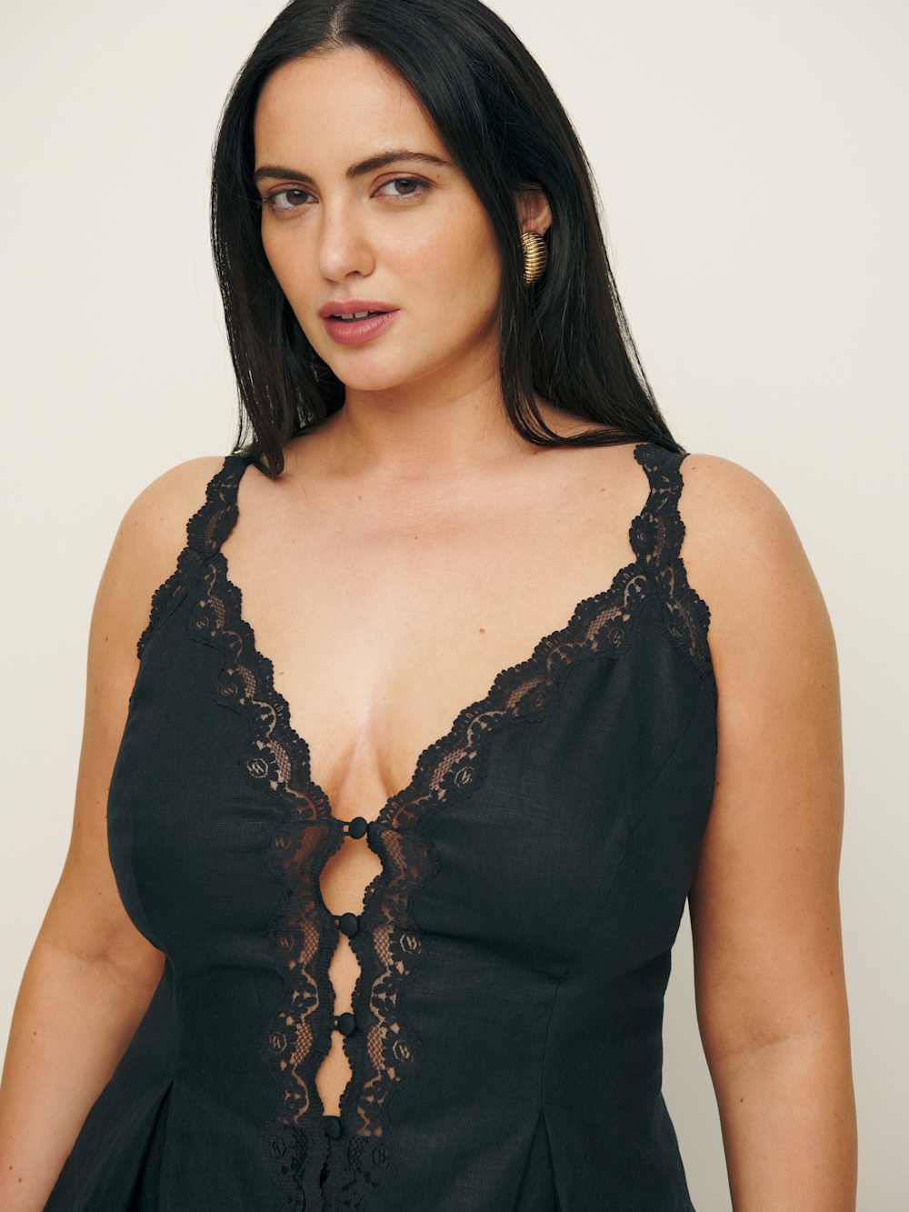 Reformation Josefina Linen Top Es - Black