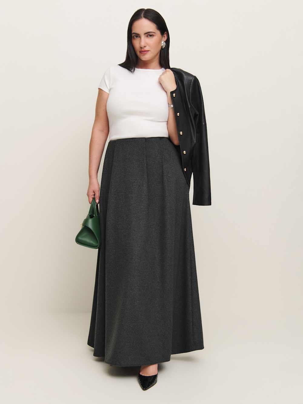 Reformation Lucy Skirt Es - Charcoal Wool
