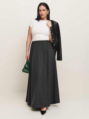 Reformation Lucy Skirt Es - Charcoal Wool