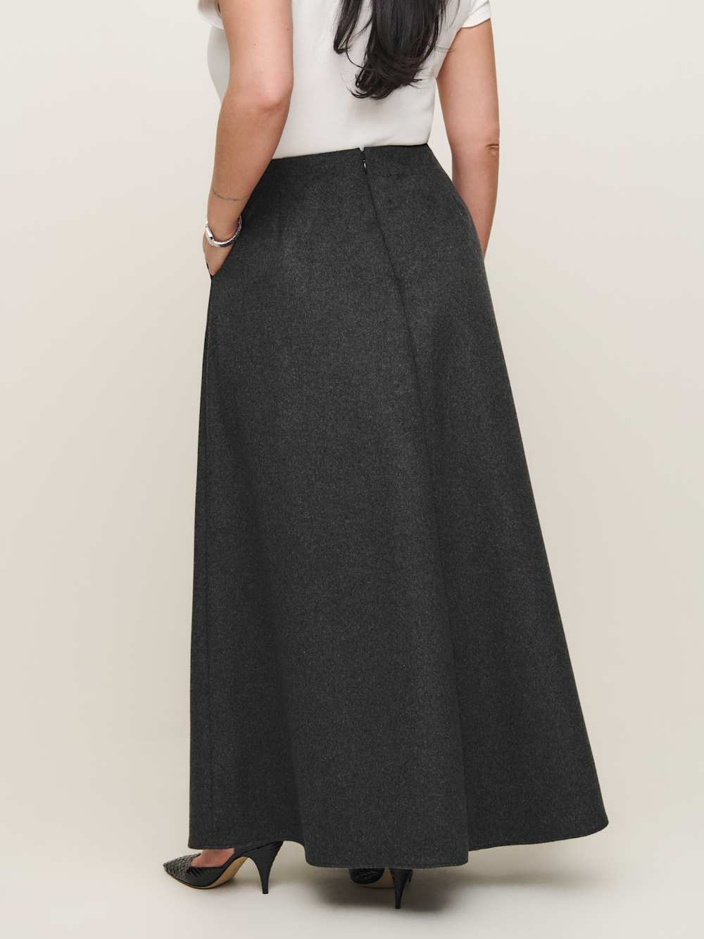 Reformation Lucy Skirt Es - Charcoal Wool