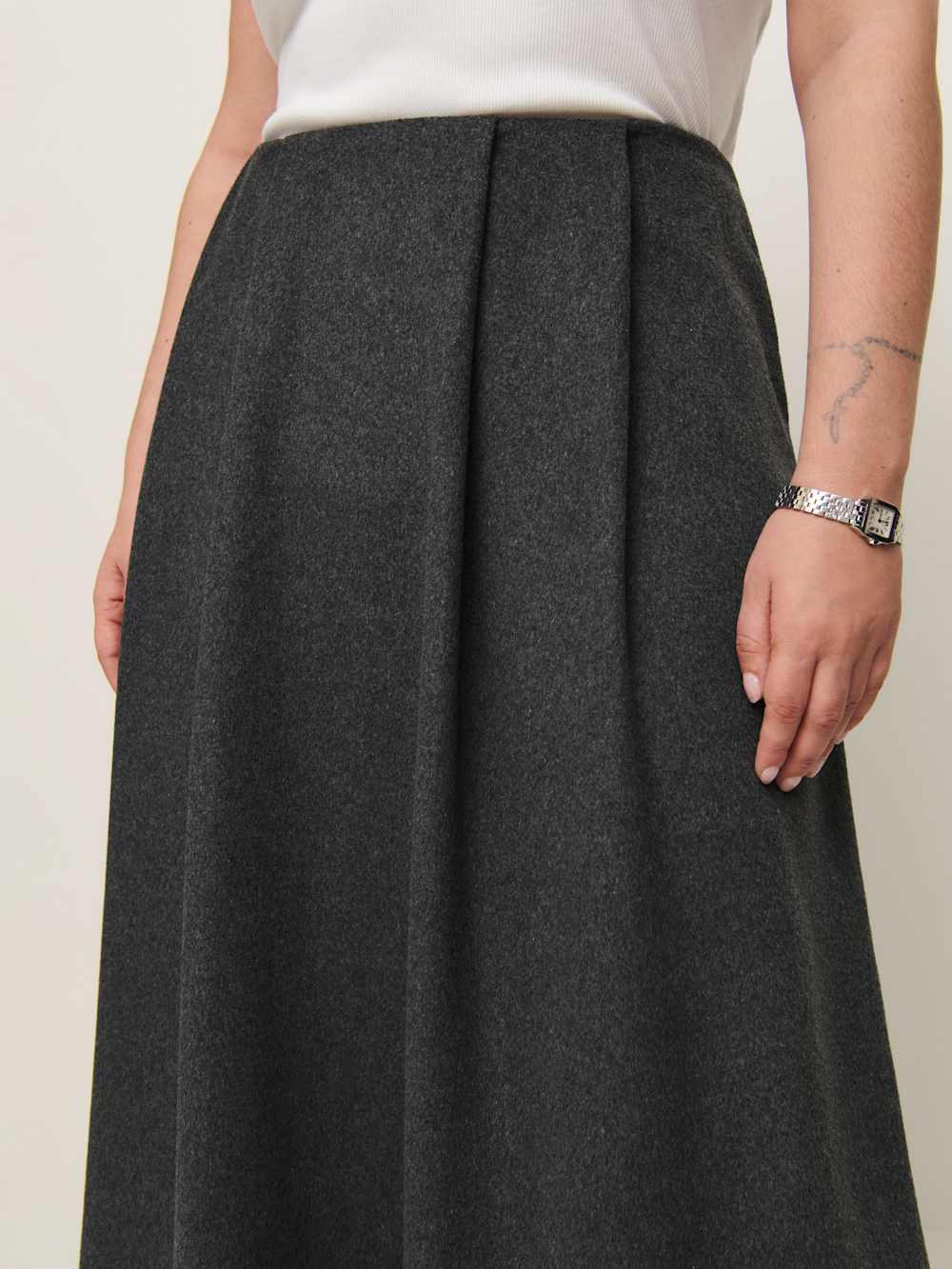 Reformation Lucy Skirt Es - Charcoal Wool
