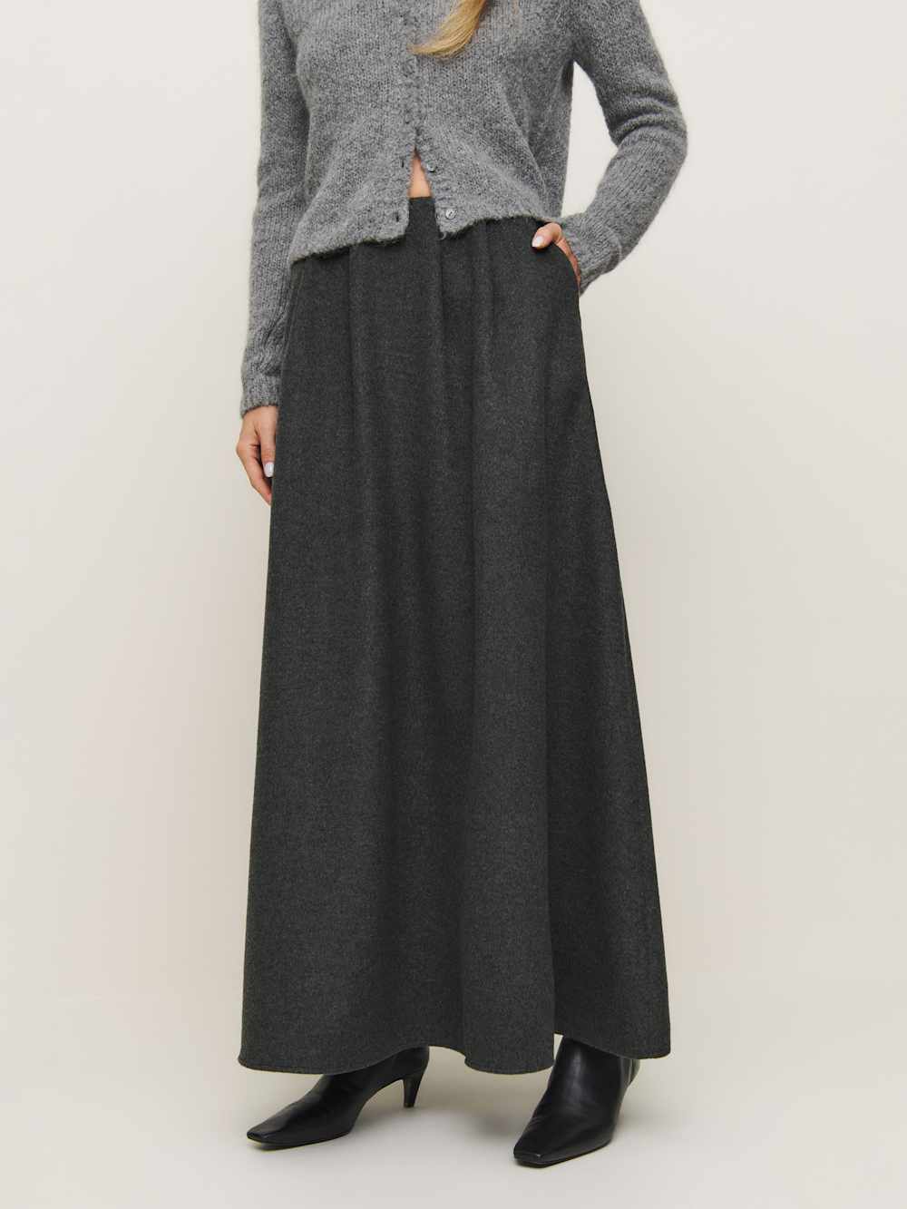 Reformation Petites Lucy Skirt - Charcoal Wool