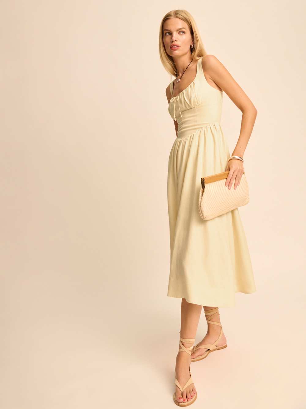 Reformation Balia Linen Dress - Parmesan