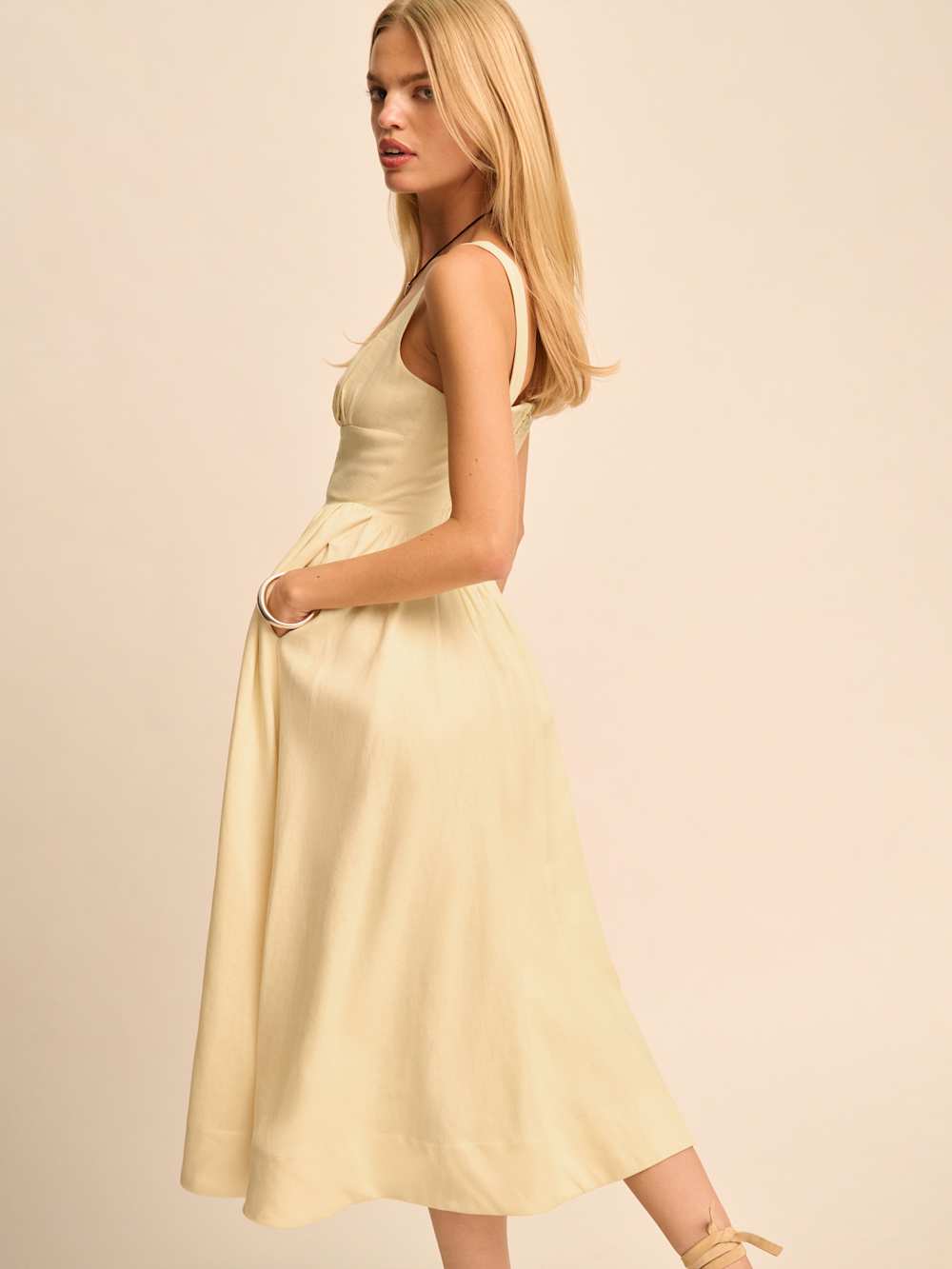 Reformation Balia Linen Dress - Parmesan