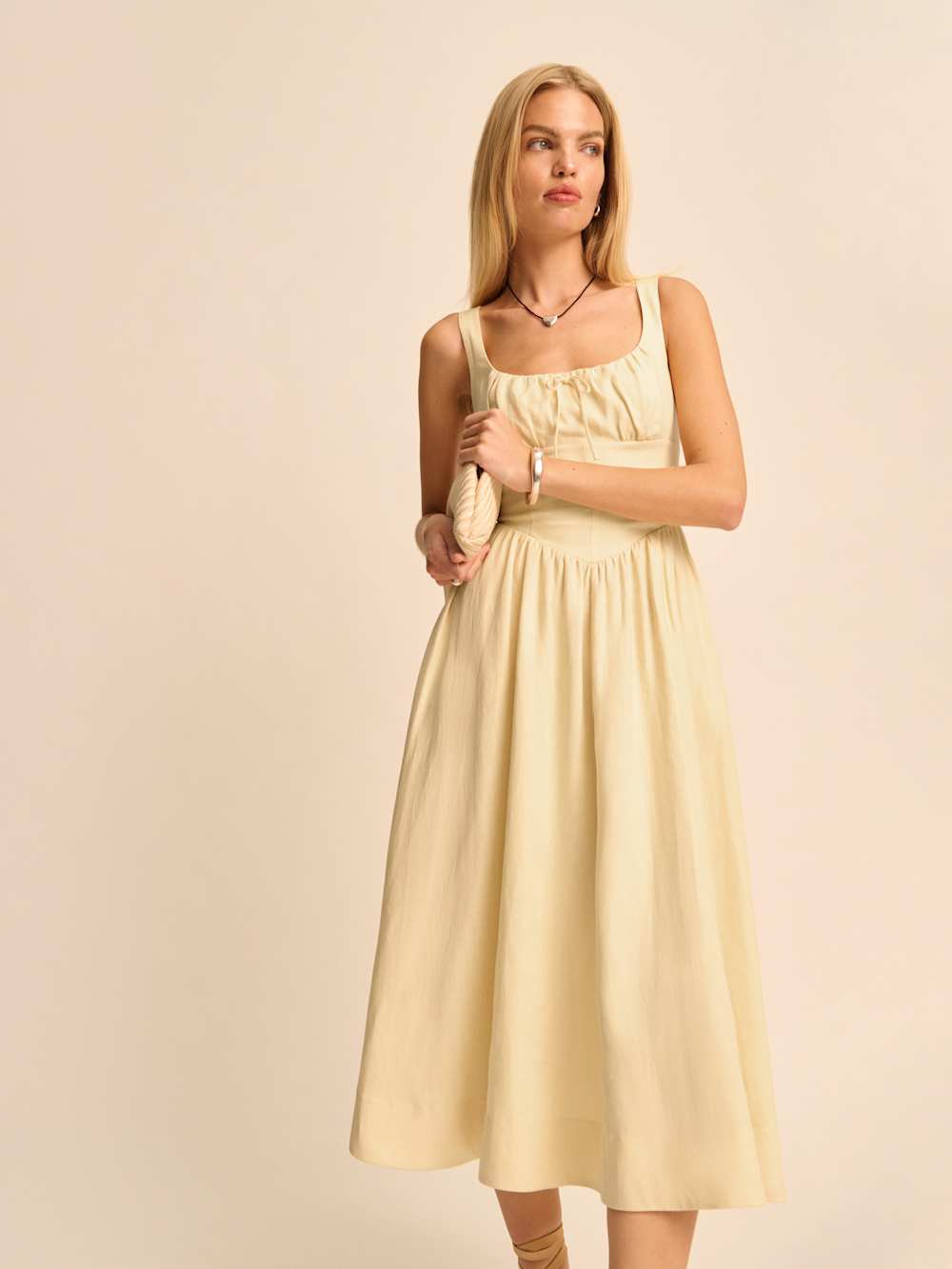 Reformation Balia Linen Dress - Parmesan