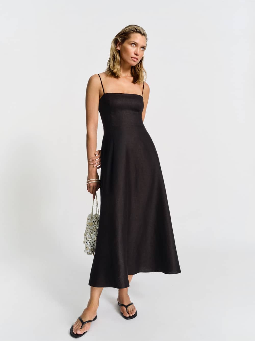 Reformation Monette Linen Dress - Black