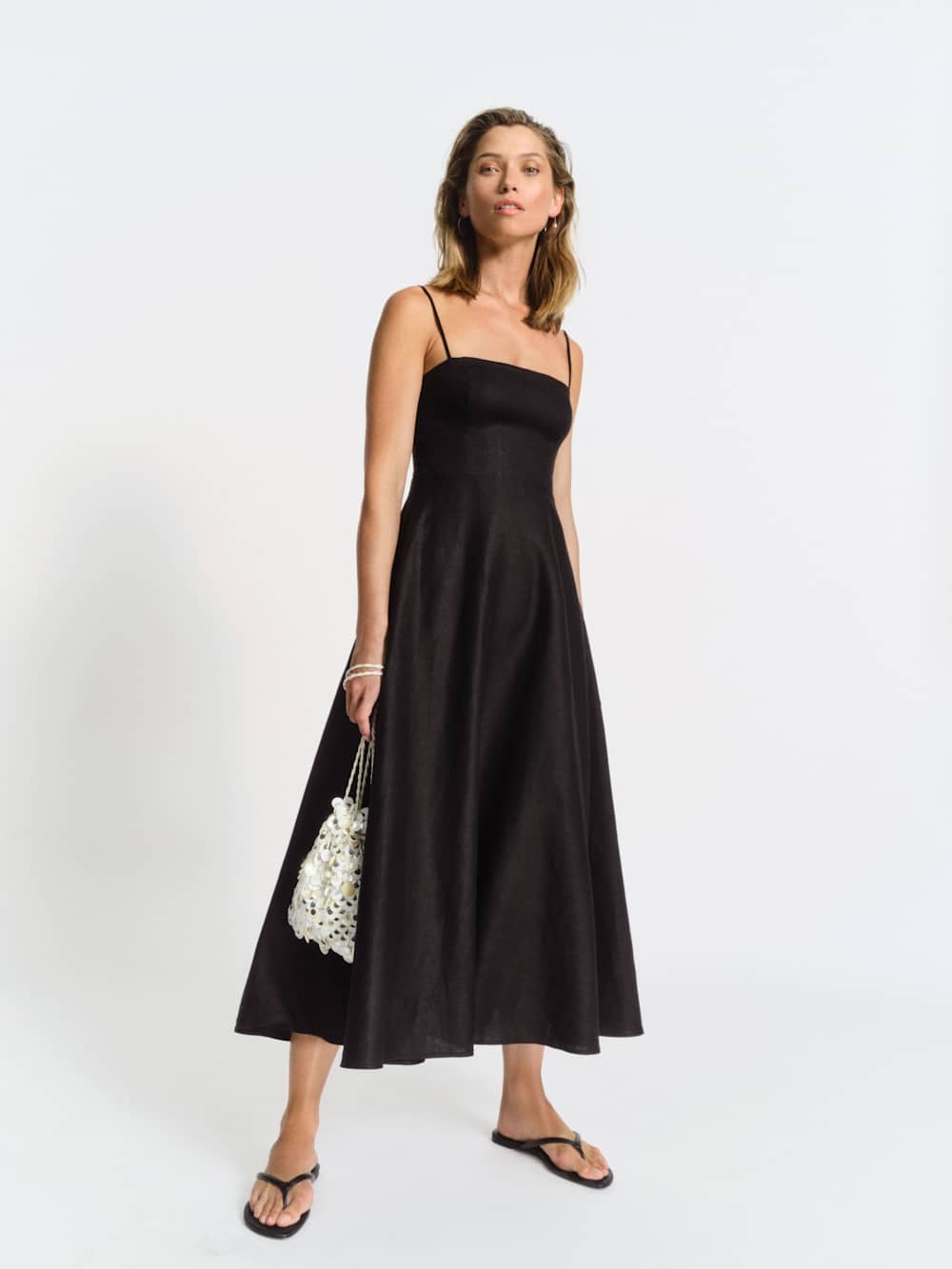 Reformation Monette Linen Dress - Black