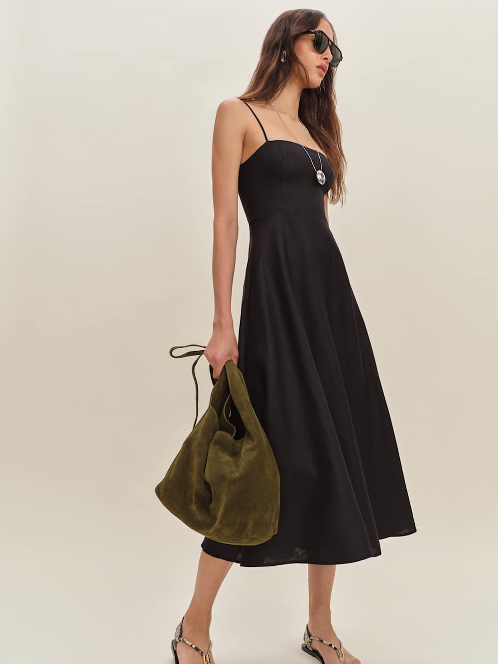Reformation Monette Linen Dress - Black