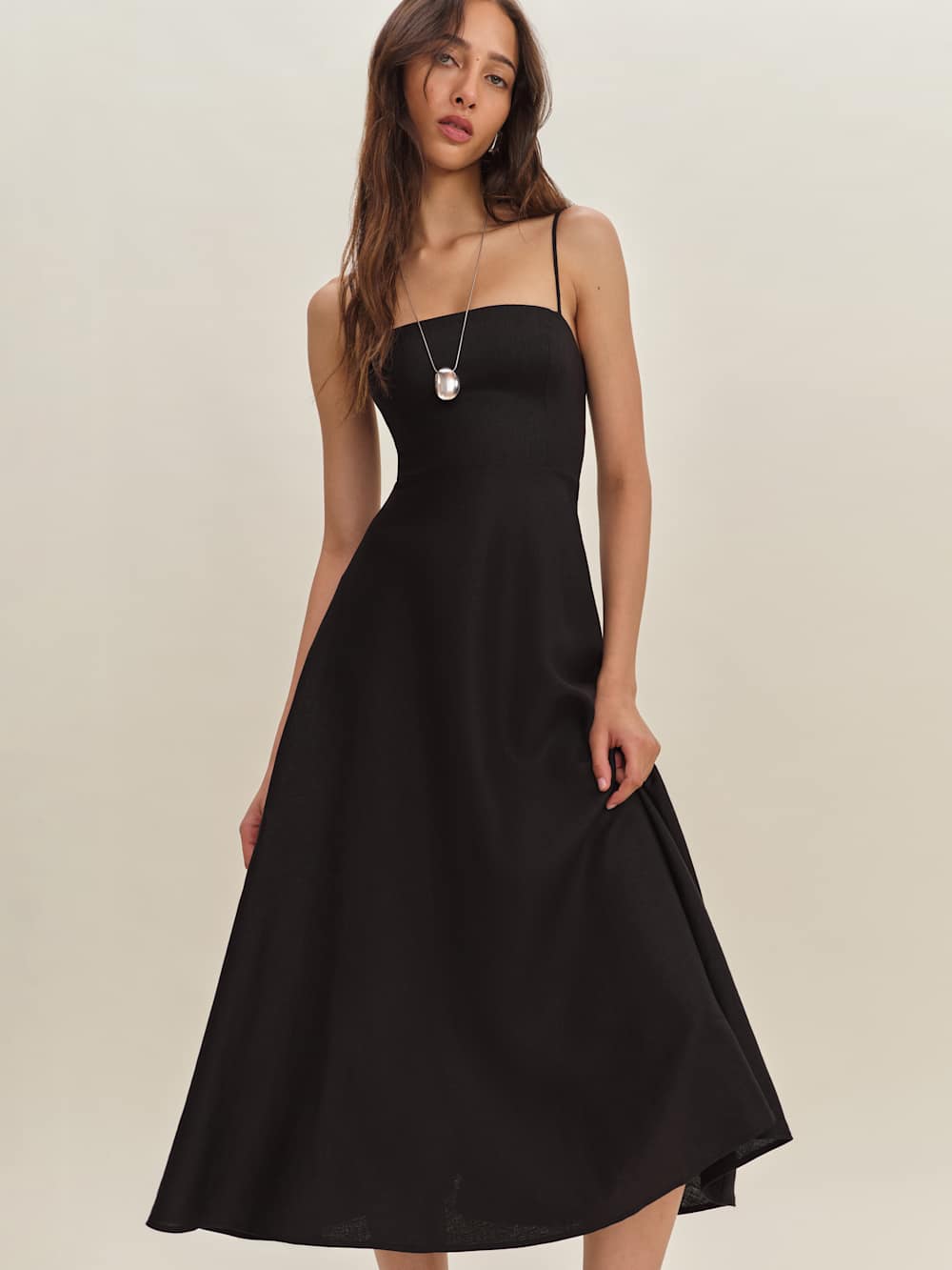 Reformation Monette Linen Dress - Black